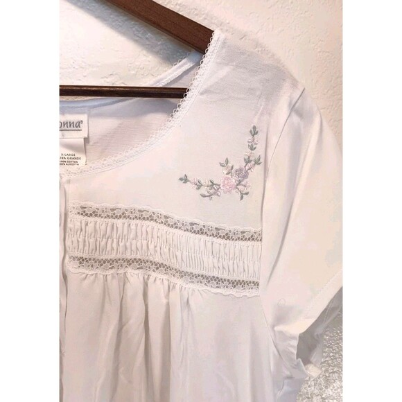 NWT Adonna White 100% Cotton Nightgown XL Cottagecore Lace Floral Embroidery... - Picture 5 of 11